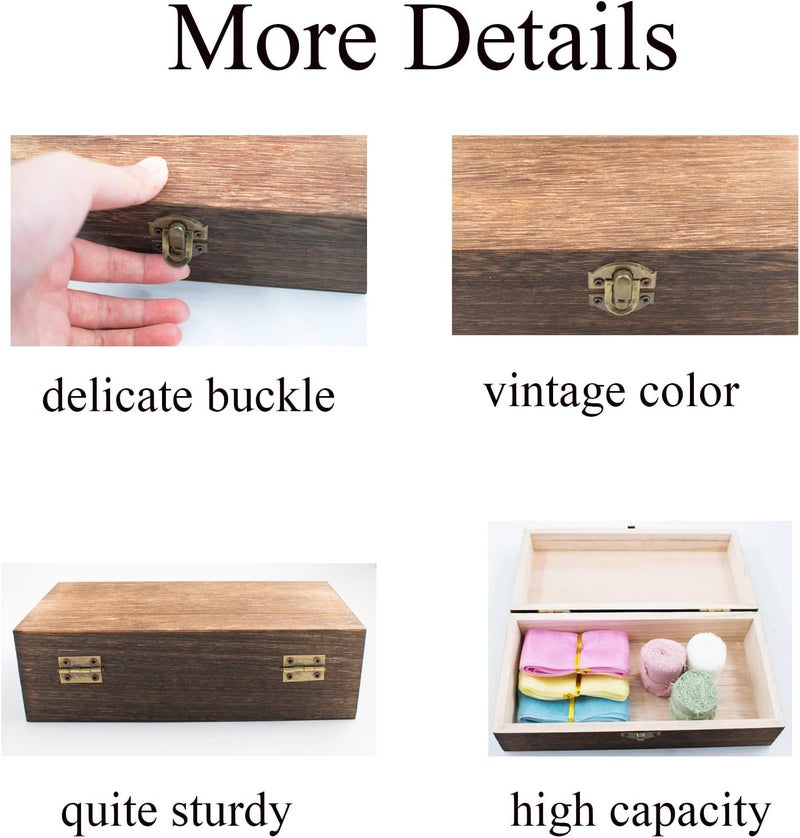 HingoFuni Wood Storage Box with Lid Solid Wood Container Box Decorative Table Large Rectangular Smooth Rustic Style Store Space to Organize Toys Cosmetics Vintage Color 7.87*3.93*2.36in, Brown, 2pcs - Image 2